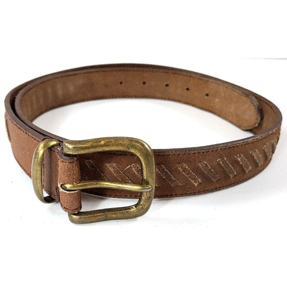 Rugged Leather 7106 Brown Belt Hashtag Stitching Design Men's Size 40 - Picture 1 of 12